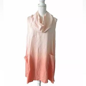 Match Point USA Women's Orange Sleeveless Cowl Neck 100% Linen Tunic Size M NWOT